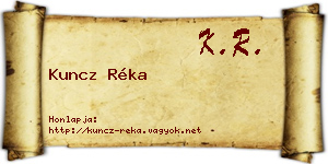 Kuncz Réka névjegykártya